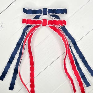 Pick-Skinny Long Tail Back to School Bows, Hair Bows, Girls School Uniform Bow Red or Navy Blue Moonstitch Bow Hair Clip, Bows for Girls
