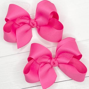 Hot Pink Hair Bow, Hair Bows, Small Baby Bow, Girls Bow, Toddler Bow, Pigtail Bows, School Bow, Hair Clips or Headband, Bows for Girls