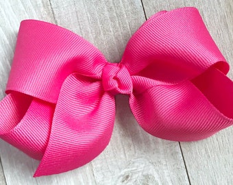 Hot Pink Hair Bow, Hair Bows, Big Bows for Girls, Girls Boutique Bow, Toddler Bow, Baby Bow Headband, Birthday Party Bow, No Slip Hair Clip