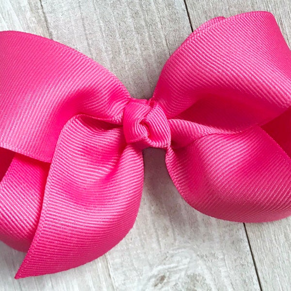 Hot Pink Hair Bow, Hair Bows, Big Bows for Girls, Girls Boutique Bow, Toddler Bow, Baby Bow Headband, Birthday Party Bow, No Slip Hair Clip