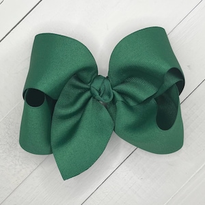 XL Forest Green Hair Bow, Hair Bows, Back To School Uniform Bow, Southern Style Bows, Girls Big 5-6 inch Bow, Hair Clips, Bows for Girls