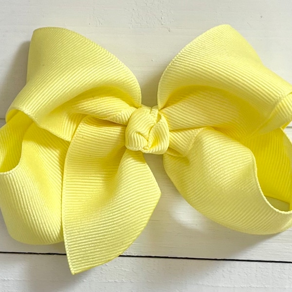 Light Yellow Hair Bow, Hair Bows, Bows for Girls, Girls Bow, Spring-Pastel Bow, Baby Bow Headband, Boutique Toddler Bow, No Slip Hair Clip