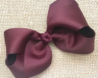 Maroon Hair Bow, Hair Bows, Bows for Girls, Girls Bow, Toddler Bow, Baby Bow, Big Hair Bow, Holiday / Christmas Hair Bow, No Slip Hair Clip