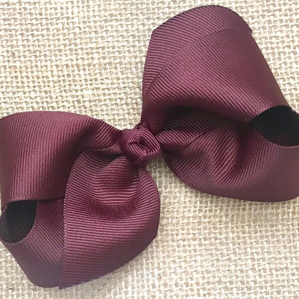 Maroon Hair Bow, Hair Bows, Big Boutique Bows for Girls, Baby Bow, Toddler Bow, Girls Bow, Flower Girl-Wedding Hair Bow, No Slip Hair Clip