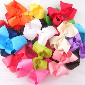 PICK 10 - Solid Boutique Hair Bows, Bows for Girls, Hair Bows, Girls School Bow, Baby Bow, Toddler Bow, No Slip Hair Clip, 3 Inch-4 Inch Bow