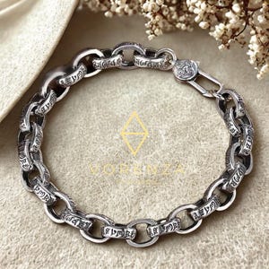 Handgjort armband i 925 sterlingsilver med sex tecken – en meningsfull andlig gåva för honom eller henne