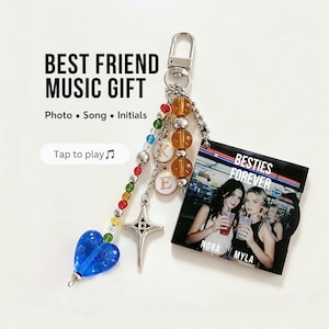 Best Friend Music Keychain, Personalized Photo NFC Mini CD Album, Birthday Gift for Bestie