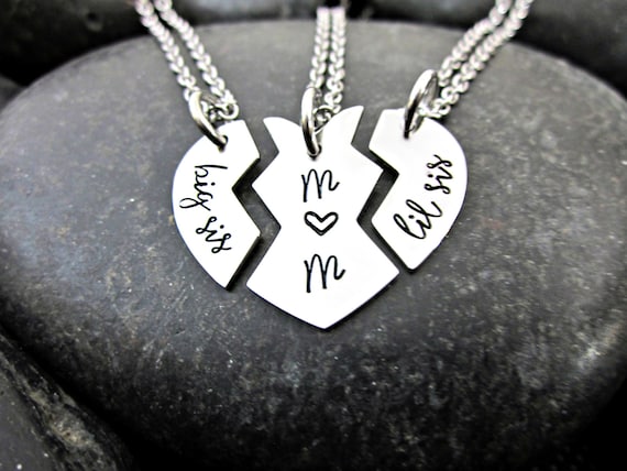 BuleStore 3pcs Mom Sister Pendant Necklace Broken Heart Puzzle Necklaces  Best Sisters Family Female Gifts - Walmart.com