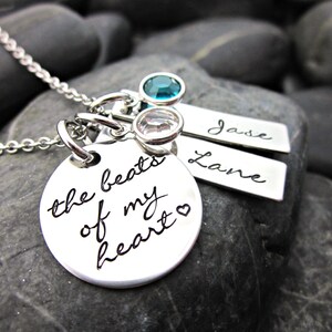 The Beats of my Heart Mother's Necklace Personalized Hand Stamped Gift for Mom image 3