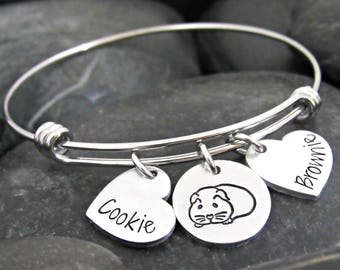 Guinea Pig Bracelet - Guinea Pig Jewelry - I Love Guinea Pigs - Guinea Pig Lover - Popcorn - Personalized Bracelet - Adjustable Bangle