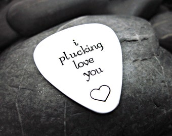 I Plucking Love You - Guitar Pick Keychain - Gift for Him