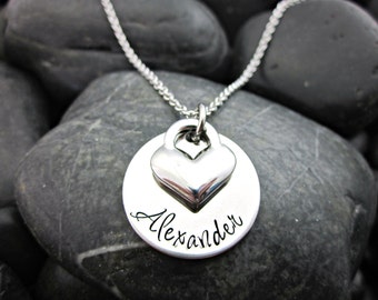 Personalized Mother's Necklace - Name - Heart Charm - Personalized