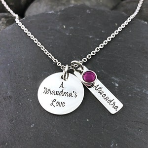 A Grandma's Love Grandma Necklace Grandma Gift Grandchild Jewelry Mother's Necklace Personalized Names Birthstones image 2