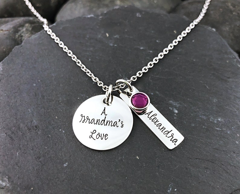 A Grandma's Love Grandma Necklace Grandma Gift Grandchild Jewelry Mother's Necklace Personalized Names Birthstones image 2