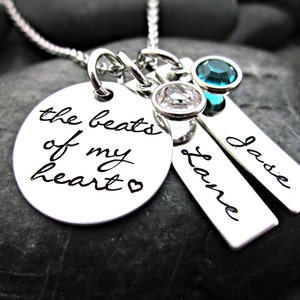 The Beats of my Heart Mother's Necklace | Personalized | Hand Stamped | Gift for Mom