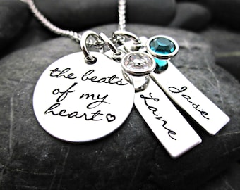 The Beats of my Heart Mother's Necklace | Personalized | Hand Stamped | Gift for Mom