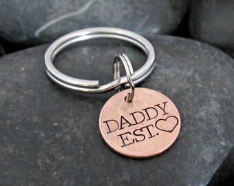 Dad or Daddy Est Year Penny - Established Keychain - Personalized Daddy Keychain - Gift for Dad