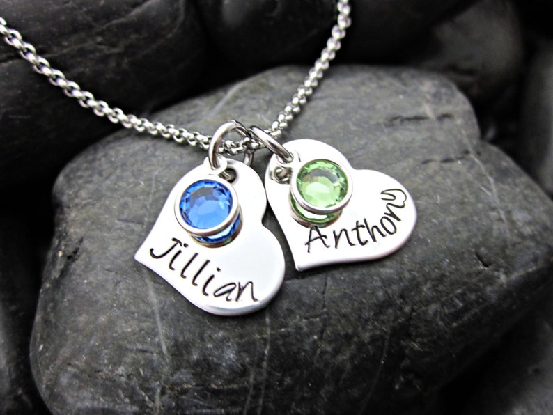 mother's charm necklace with birthstones