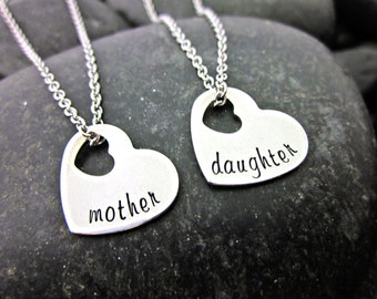 Mother Daughter Necklaces - Matching Necklaces - Heart Necklace Set