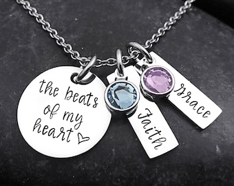 The Beats of my Heart Mother's Necklace | Personalized | Hand Stamped | Gift for Mom