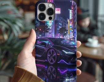 Neon Cyberpunk Sports Car Phone Case | Tough Phone Case
