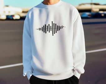 Soundwave Graphic Crewneck Sweatshirt | Minimal Audio Wave Design