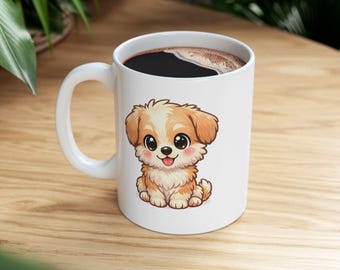 Cute Puppy Illustration Ceramic Mug | 11oz 15oz