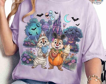 Walt Disneyland World Chip n Dale Halloween T-shirt, Double Trouble Halloween Tee, Ice Cream Snacking Team, Disneyland Spooky Season Family