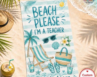 Serviette de plage personnalisée pour professeur, cadeaux de remerciement pour un professeur, plage amusante sans enseignement, serviette de plage personnalisée pour femme, cadeau pour professeur