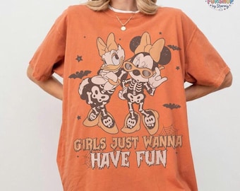 Vintage Disneyland Minnie & Daisy Halloween Shirt, Disneyland Besties Disneyland Girl Trip Halloween Shirt, Minnie Witch Pumpkins Tee