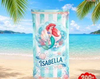 Serviette de plage personnalisée Disneyland la petite sirène, serviette de voyage d'été princesse Ariel, Wdw Disneyland famille été