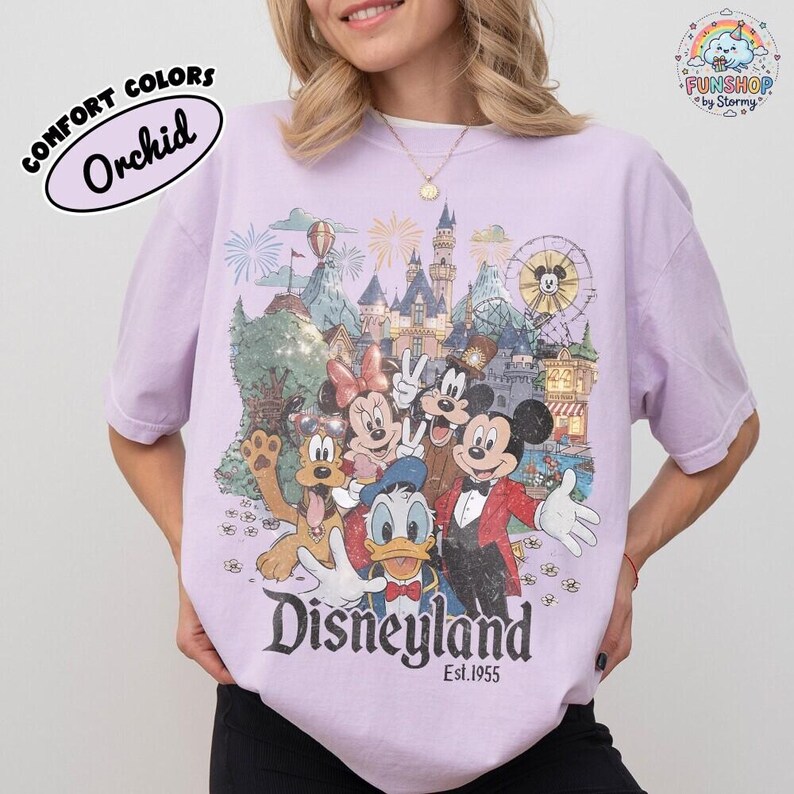 Comfort Color Vintage Disneyland California Shirt, Mickey and Friends Tee, Disneyland Trip Family Shirt, Disneyland Family Vacation Shirt image 2