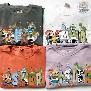 Custom Toy Story Family Matching Comfort Colors Shirt, Disneyland Mom Dad T-shirt, Personalized Gift Disneyland Trip, Disneyland Birthday image 1