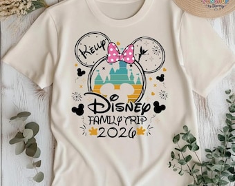 Chemise voyage en famille Disneyworld personnalisée, chemise vacances en famille Disneyland, chemise familiale assortie personnalisée, Disneyland personnalisé Minnie