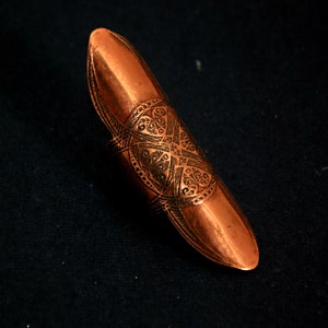 medieval etched shield ring - copper ring - armour ring