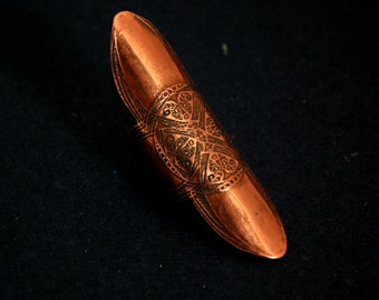 medieval etched shield ring - copper ring - armour ring