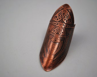 Medieval Etched Shield Ring in Copper - Armour Ring