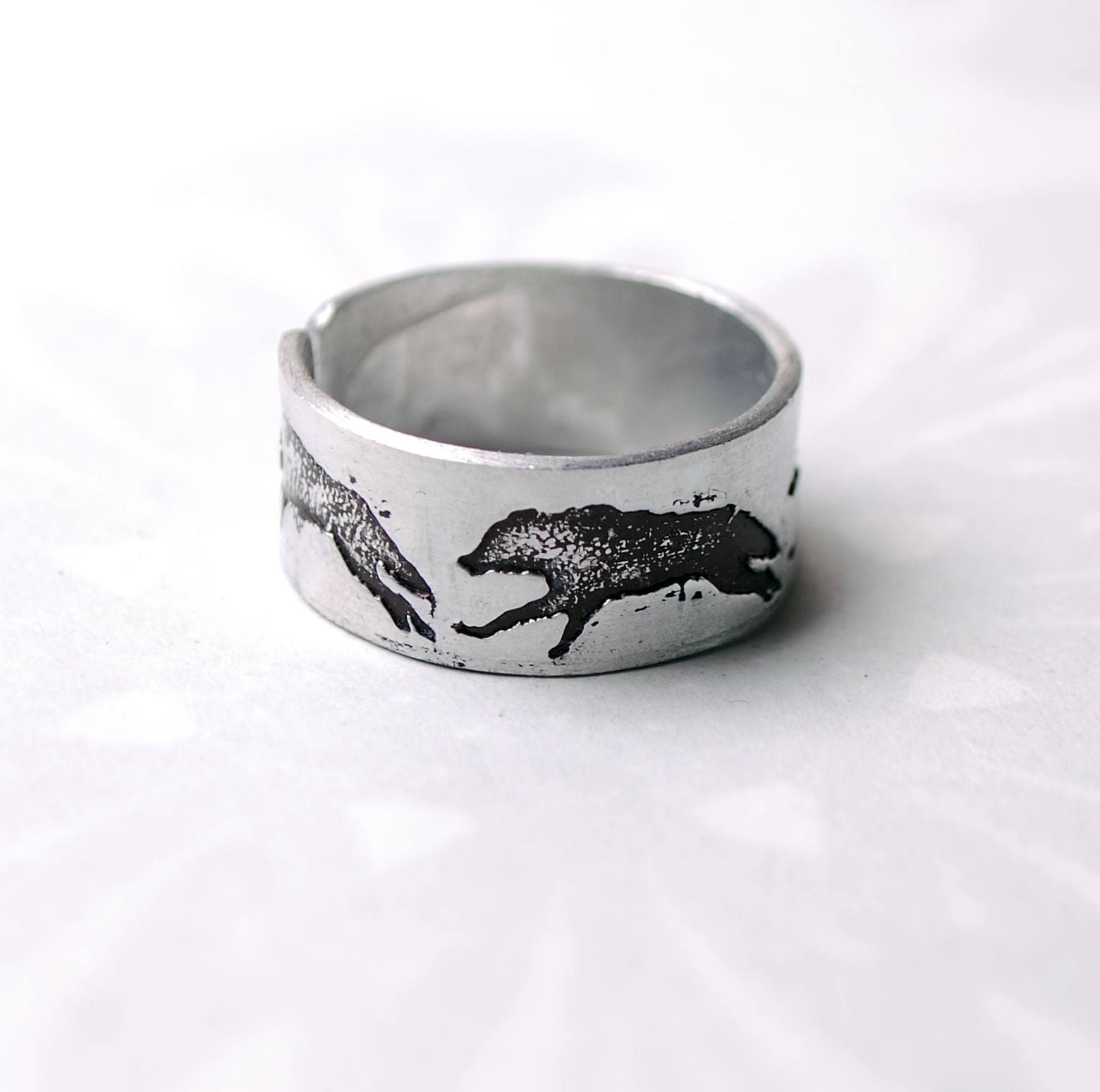 Woofing Rings Wolf Ring, Running Wolves, Wild Dog Ring, Odin Ring, Wednesday's Wolves ...
