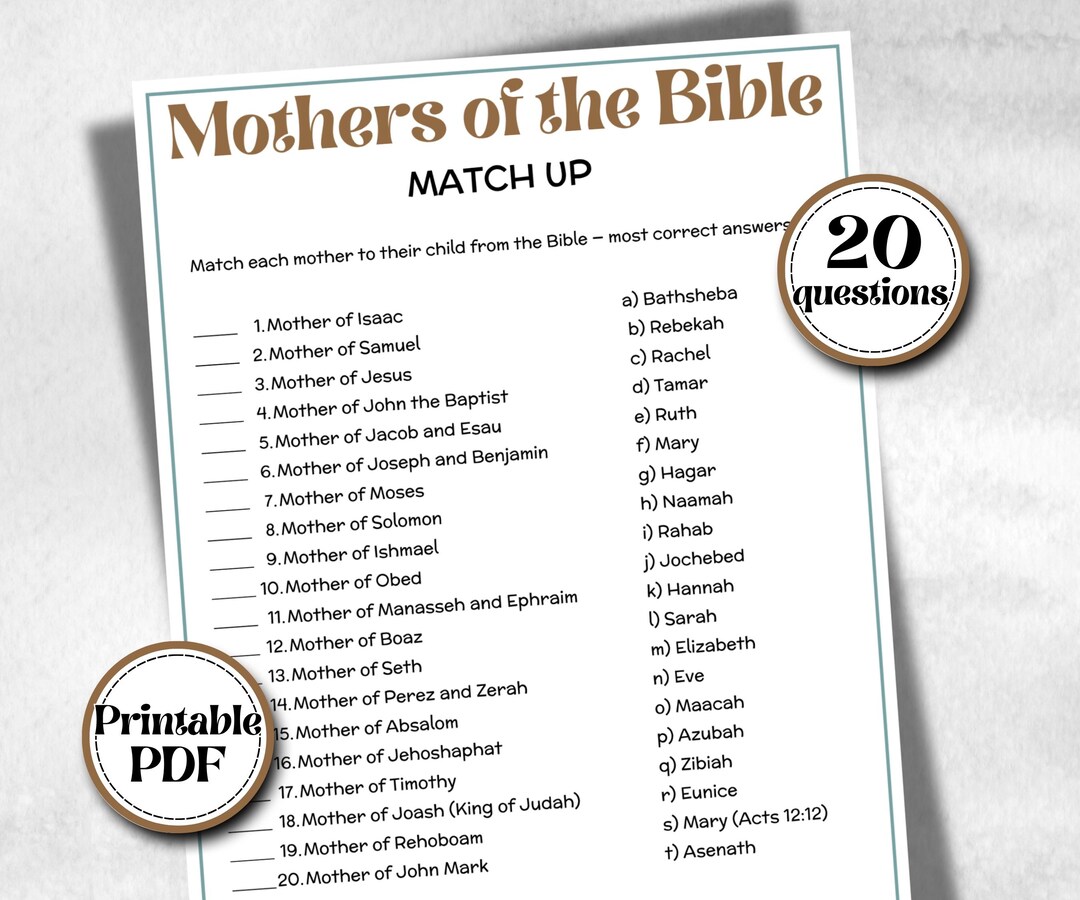 Mothers of the Bible Trivia, Sunday School, Bible Study Riddles ...