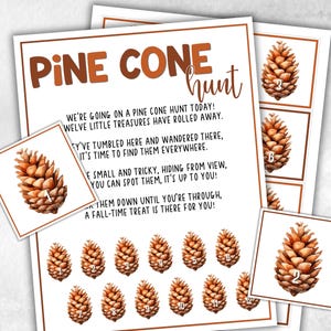 Pinecone Scavenger Hunt for kid, fall harvest hunt, Teacher Resource, pumpkin patch fair, daycare activities, fall fair, fall neighborhood