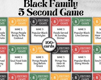 Black Family Reunion 5 second game, African American, Black Culture, Birthday icebreaker activity, community picnic, classroom activity