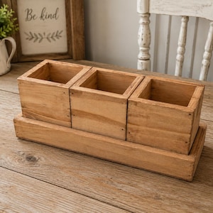 Floral Wood Planter Box Rustic Rectangular Table Centerpiece Farmhouse DIY Flower Decor Craft Supplies for Faux Floral Arrangements