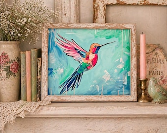 Hummingbird Paint Kit DIY | Beginner Canvas Painting Kit | Colorful Bird Art Kit | Paint Party Kit | Girls Night Craft | Gift for Her
