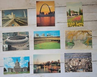Set of 9 Vintage 1960s St. Louis Postcards Gateway Arch Busch Stadium Courthouse