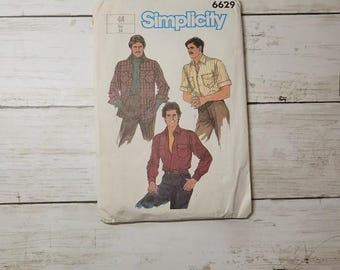 Vintage Simplicity Sewing Pattern 6629 Mens Shirt Size 44