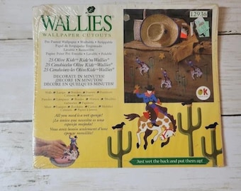 Wallies Ride'm Wallies Pre-Pasted Cowboy Western Wallpaper Cutouts Olive Kids