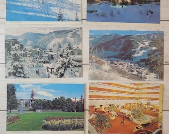 Vintage 1960s Colorado Postcards: Vail Denver Lot of 6 – Ski Resorts Capitol Building