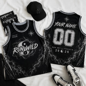 Custom Kpop Inspired Basketball Jersey, SK Kpop Band Run Wild Concert Outfit, Kpop World Tour Fans Gift, Grunge Y2k Streetwear Mesh Shirt