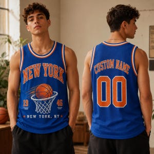 Custom NYC Hoops Basketball Jersey, Personalized New York City Mesh Tank Top, Retro Sports Fan Jersey, Custom Name Number Shirt