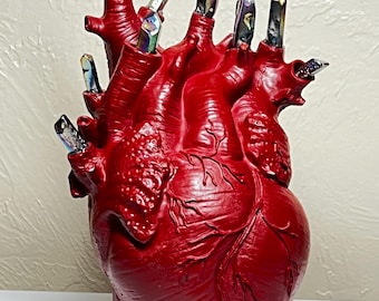 Anatomical heart bleeding titanium aura quartz